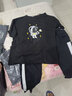 摘星少年衣服春夏季套装男青少年帅气短袖两件套港风半袖T恤工装裤一套装 大宇航员黑+K94裤子黑【两件套】 3XL 155斤-180斤 实拍图
