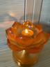 盛凡 莲花烛台酥油灯座 蜡烛台 供佛佛前供灯 水琉璃烛灯底座灯架供具 莲花琥珀款(高6.3厘米)小号/个 实拍图