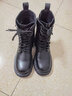 达芙妮马丁靴女厚底新款高跟女靴英伦风短靴皮靴休闲女鞋 黑色加绒 35 实拍图