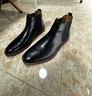 德赛（Desai）高帮男士切尔西靴头层牛皮英伦风复古马丁靴商务休闲潮流男鞋 黑色 43码  实拍图
