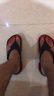 回力（Warrior）人字拖鞋男士沙滩鞋轻便舒适塑胶男鞋颗粒按摩拖鞋男 红色 39 实拍图