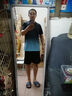 纽凯森 NEWKKASEN健身衣服男女冰丝速干运动服套装夏季短袖T恤跑步装备篮球训练裤 黑蓝套装 XL（体重65-75kg) 实拍图