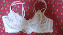 遐[点彩]双细肩带法式蕾丝内衣女春夏大胸显小性感纯欲3/4杯文胸罩 白色 85C 实拍图