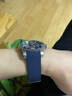 图登适用浪琴康卡斯表带橡胶天然橡胶硅胶男L3.781/742/782等手表带 蓝色-双按折叠扣 19mm【适配39mm表盘】 实拍图