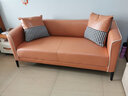 岸茂 布艺沙发网红轻奢两人位沙发小户型北欧双人卧室客厅科技布服装店门店休息小沙发 橘色科技布(升级海绵版) 双人位(加2抱枕) 124cm 实拍图