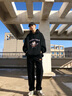 花花公子（PLAYBOY）裤子男春秋冬季男士宽松休闲裤直筒加绒加厚卫裤垂感保暖阔腿长裤 2818-黑色(春秋款) XL 实拍图