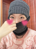 笛颂帽子男女士秋冬季保暖针织毛线帽冬天骑车护耳防寒帽套中老年帽围脖套装加厚 灰色 实拍图
