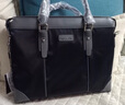 斐格男士手提包男包公文包商务横款大容量电脑包牛津纺休闲单肩斜挎包 黑色标准版(送 手包） 14英寸 实拍图