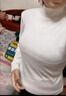 皮尔卡丹（pierre cardin）100%纯羊毛衫女半高领套头毛衣修身百搭羊毛针织打底衫 纯洁白 M码【建议100-110斤穿】 实拍图