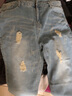Prato Lee破洞裤男春夏秋季新款牛仔九分裤男士修身九分牛仔裤男装日系宽松复古怀旧破洞男裤小脚裤 FDK图色 38 实拍图