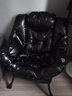紫叶 单人沙发懒人沙发 懒人椅单人沙发椅阳台家用学生宿舍沙发 升级款黑色【皮质】 实拍图