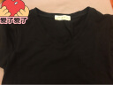 艾路丝婷夏装新款T恤女短袖上衣韩版修身体恤TX3560 黑色V领 S 实拍图