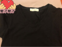 艾路丝婷短袖女时尚高级感2026新款夏装新款T恤女打底上衣韩版修身衣服女 黑色V领 S 实拍图