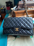 【二手95新】Chanel香奈儿 经典款 2.55 CF中号 羊皮 牛皮 荔枝皮 女士单肩包斜挎包 jumbo 黑金 实拍图