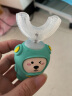 易简（yijan）儿童电动牙刷2-6岁三面U型牙刷宝宝声波震自动刷牙神器T6绿 实拍图