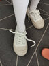 人本帆布鞋男女丑萌厚底板鞋子百搭粗鞋带大头鞋091米色35 实拍图