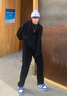 花花公子（PLAYBOY）裤子男春秋冬季男士宽松休闲裤直筒加绒加厚卫裤垂感保暖阔腿长裤 2818-黑色(春秋款) XL 实拍图