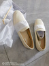 拔佳一脚蹬女2024春季羊皮乐福单鞋17526AA4 米白 37 实拍图