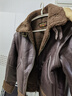 马登工装 美式复古B3轰炸机皮衣夹克皮毛一体加绒机车麂皮外套男冬 咖啡色 L 实拍图