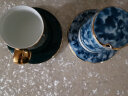 蕊顺 北欧ins马克杯带盖勺家用创意个性咖啡杯大容量陶瓷杯子潮流情侣 蓝色手绘款（杯+盖+碟+勺) 实拍图