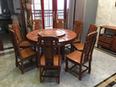 善匠良品 红木家具非洲花梨(学名:刺猬紫檀)实木餐桌 转盘圆餐桌台中式仿古餐桌椅组合 预选纹路（尾款清发货询客服）2 实拍图