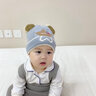 图涂丫2岁宝宝婴儿帽子秋冬季1岁棉针织护耳帽儿童保暖毛线帽防风0-4岁 水灰（纯棉内衬） （帽子+围脖+手套）大码 实拍图