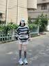 卡图弛美式黑白条纹马海毛衣男春秋季宽松慵懒风松弛感穿搭针织衫外套 黑色 XL 实拍图