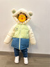 papa爬爬新品冬季儿童男女童羽绒服上衣小耳朵三防羽绒服 绿色 100 cm 实拍图