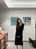 对白【杜鹃同款】法式针织连衣裙女秋冬2025新款显瘦内搭毛衣长裙 静谧黑 S 实拍图