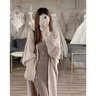 妍莉芬（yanlifen）2024年秋装穿搭衣服一整套法式法式针织连衣裙女装套装裙子秋冬 杏色开衫外套+奶咖色连衣裙 均码【80-135斤】 实拍图