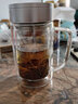 富光双层玻璃杯大容量办公水杯  家用过滤网玻璃带把茶杯带手柄带盖 700b-320ml透明色 实拍图