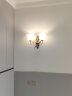 三洛（SANLUO）美式全铜壁灯客厅背景墙灯欧式简约卧室床头灯过道走廊楼梯壁灯具 220-2B双头+LED三色泡+防尘片 晒单实拍图