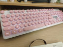 超薄蒸汽朋克复古背光键盘鼠标套装可爱粉色发光家用办公有线无线打字少女心笔记本台式电脑通用键鼠 淡雅粉白光-有线款(女生圆形按键键鼠套装) 实拍图