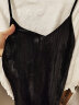 百图betu女装冬季新款连衣裙性感时髦丝绒吊带连衣裙女2312T29 黑色 S 晒单实拍图