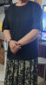 尚简纷ins莫代尔T恤女短袖夏季宽松五分袖显瘦纯色小圆领体恤打底衫上衣 黑色圆领短袖 XL 【建议120-135斤】 实拍图
