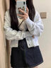 歌诗慧针织衫开衫毛衣女装外套女春季2025新款长袖初高中学生甜美上衣 慵懒风针织开衫【浅蓝色】 均码 【建议125斤内】 实拍图