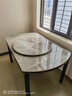 初屋 餐桌 岩板餐桌椅组合现代简约伸缩折叠圆桌家用小户型实木饭桌子 黑灰色-意大利灰岩板-实木椅 1.5m 单餐桌 实拍图