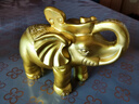 明恩大象摆件一对全铜大象摆件招风水象财铜制大象吸水象黄铜客厅家居 5号財福象一对（赠五帝钱） 实拍图