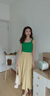 Avmko2025新款半身裙法式百搭纯色伞裙中长款大摆高腰显瘦雪纺a字裙 黄色 M 实拍图