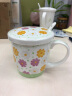 瓷秀源（cixiuyuan） 水杯陶瓷杯创意情侣杯子马克杯带盖带勺陶瓷骨瓷咖啡杯 滑盖杯黄色花朵 实拍图