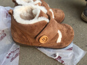 卡特兔童鞋儿童雪地靴男宝宝棉鞋加绒女童学步鞋毛毛鞋婴儿冬季机能鞋子 棕色 26 内长16.0cm  脚长15.0-15.5 实拍图