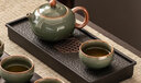 瓷牌茗茶具（cipaiming teaset） 茶具套装小套功夫茶壶便携一壶四杯家用会客泡茶器小茶台 秘色《棕把西施壶》四罗汉磁盘 实拍图