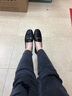 他她（TATA）方头乐福鞋女休闲平底一脚蹬小皮鞋女单鞋春秋款FLC22AM4 黑色 35 实拍图