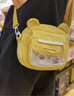 盛菲曼日系可爱帆布小熊包包女新款潮ins卡通少女心软妹学生斜挎包 黄色【2个徽章 实拍图