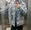 遥渠（YAO QU）夹克外套男秋冬季新款韩版潮流宽松呢子夹克外套男毛呢帅气百搭衣服男格子毛呢外套 灰蓝色 XL 实拍图