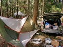 威迪瑞（Wind Tour） 户外帐篷野营车尾帐自驾游烧烤3-4人车顶防雨遮阳凉棚沙滩天幕 军绿配米白（玻杆） 实拍图
