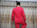 艾西拉亚大码男士秋衣秋裤套装胖爸爸加肥加大圆领纯棉中老年薄款线衣线裤 红色-格子 5XL 建议体重190-220斤 实拍图