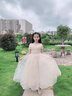 小咔衣浓女童礼服公主裙花童婚纱小女孩高端钢琴表演演出服儿童主持人秋 香槟色长款 120 实拍图
