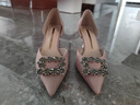 苏妃妃 高跟鞋凉鞋女新款夏季露趾一字带尖头细跟水钻单鞋女中空侧空 杏色6CM 34 实拍图