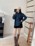 范思蓝恩23FS14609 深蓝色软牛仔衬衫女秋冬长袖复古休闲叠穿衬衣 深牛仔蓝 M 实拍图